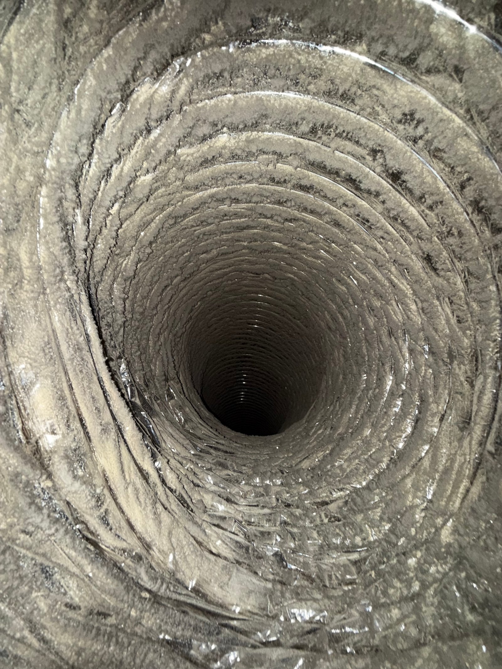 Dusty ductwork before cleaning