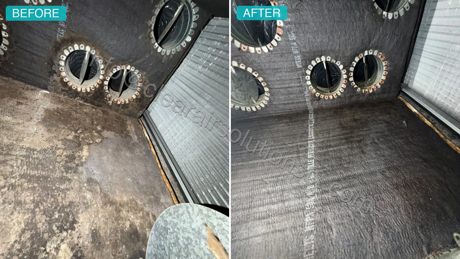 Before and after Plenum Box Cleaning in Spring, TX by ClearAir Solutions, August 2026