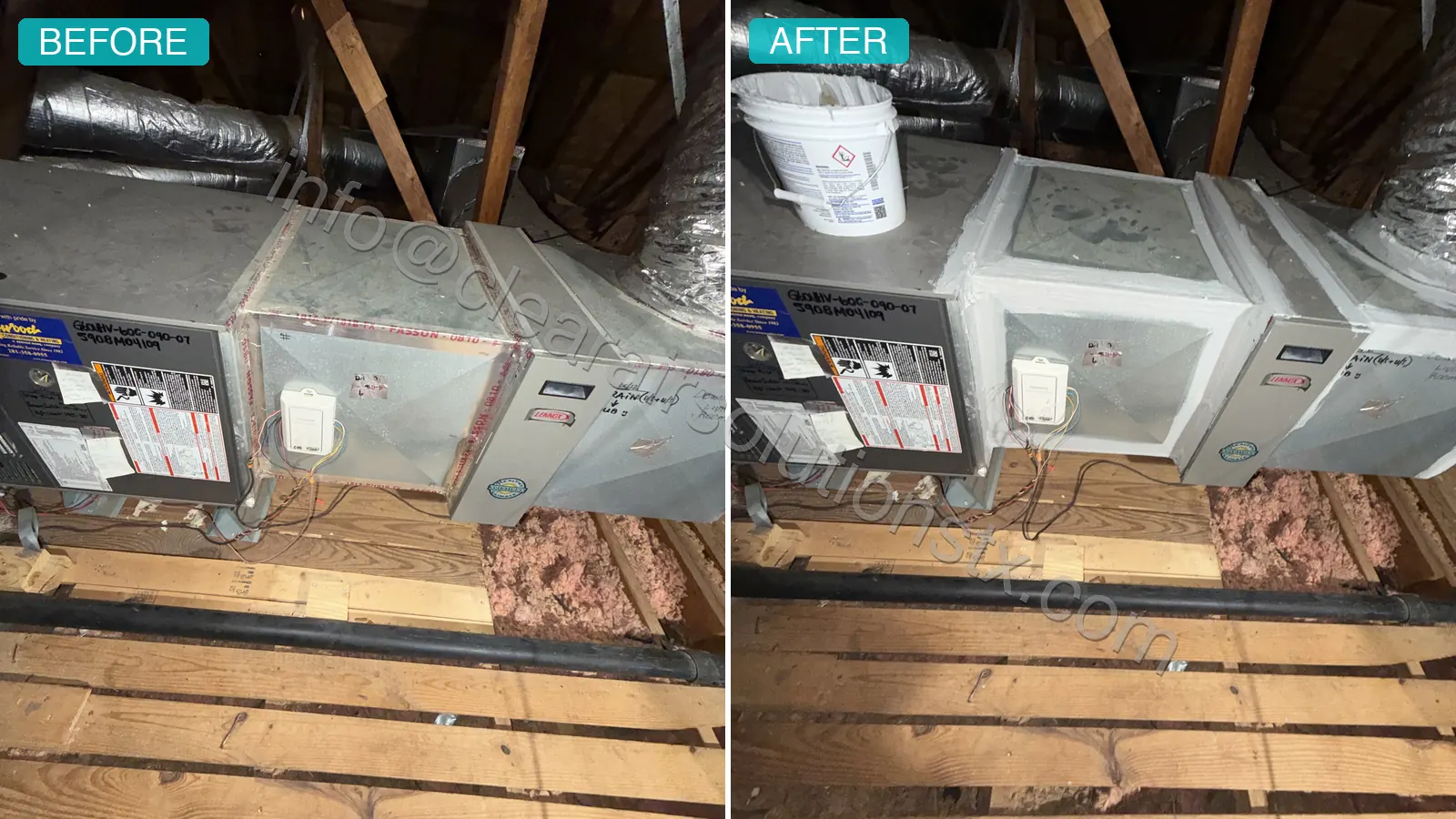 Before and after Air Duct Sealing in Richmond, TX by ClearAir Solutions, August 2026