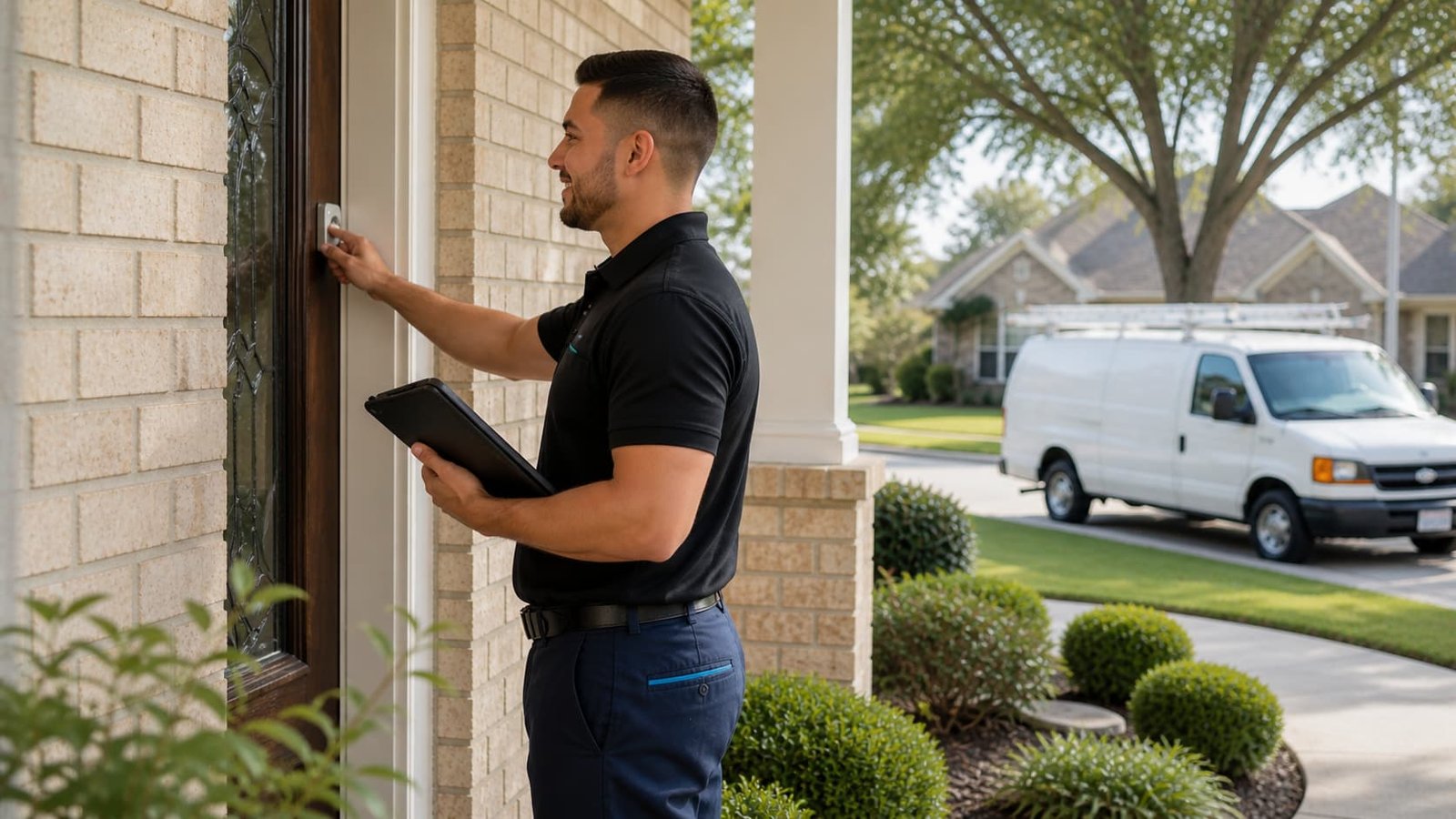 ClearAir Solutions technician at a Spring, TX home for an air duct cleaning visit